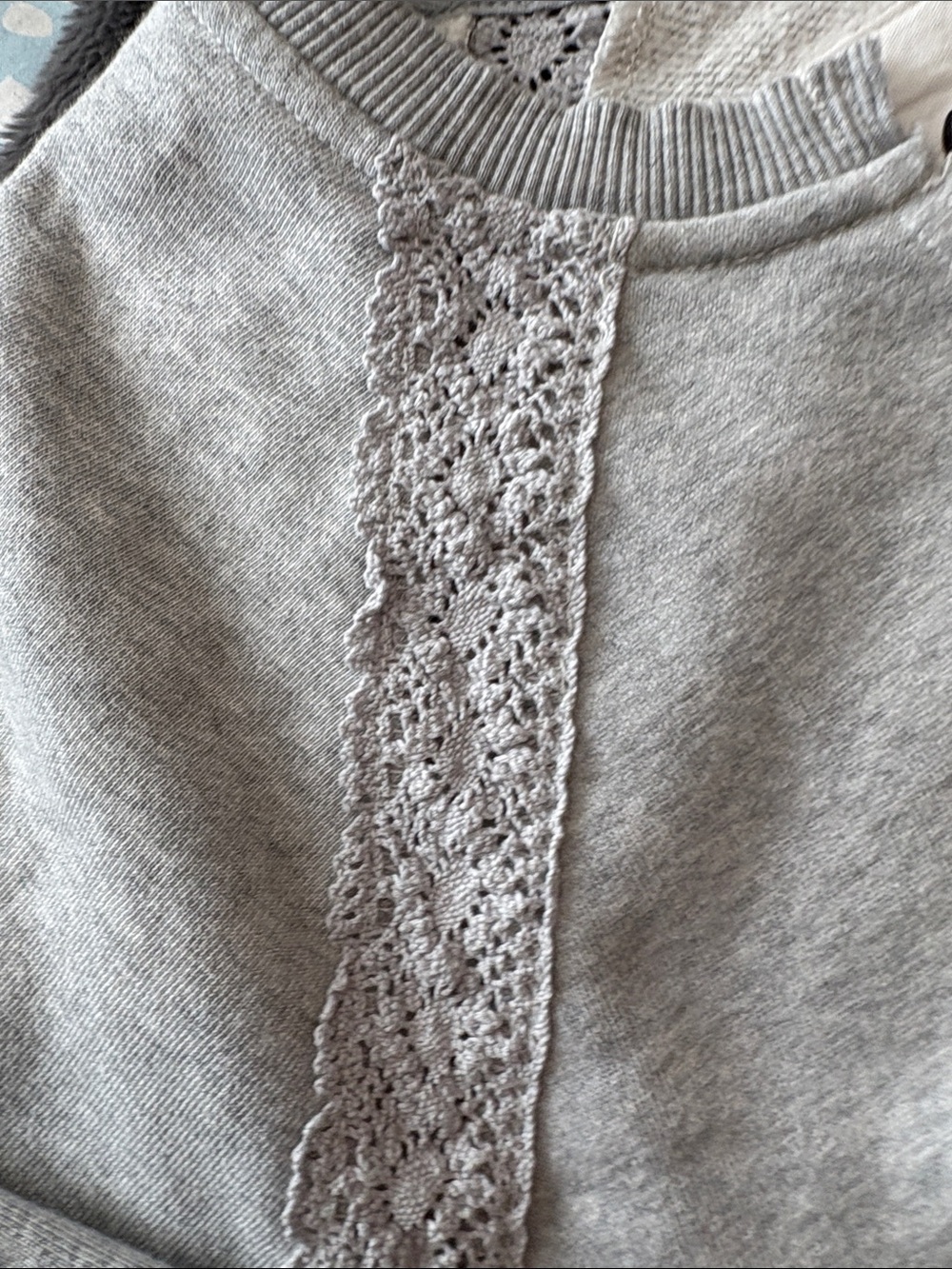 NWT Aerie Heather Gray Crewneck Sweatshirt with Crochet Details Size M - Picture 5 of 7